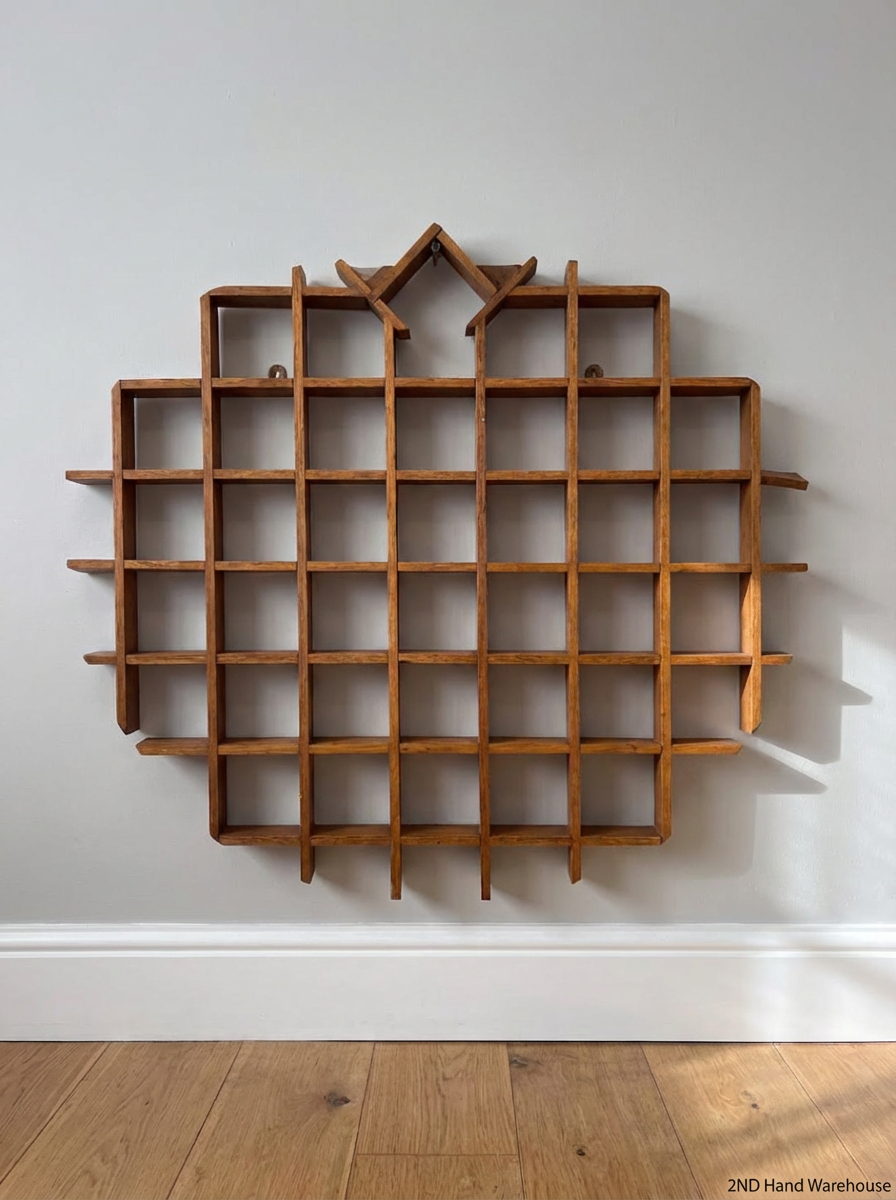Vintage Wooden Grid Display Shelf