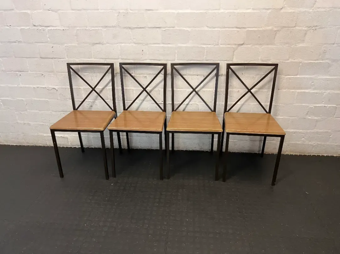 Set of 4 X-Back Metal Dining Chairs - Minor Paint Scuffs - 2ndhandwarehouse.com