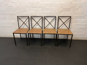 Set of 4 X-Back Metal Dining Chairs - Minor Paint Scuffs - 2ndhandwarehouse.com
