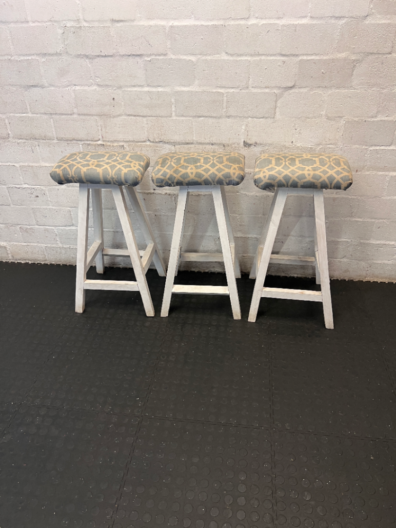 Padded Geometric Bar Stool - Visible Scuff Marks - 2ndhandwarehouse.com