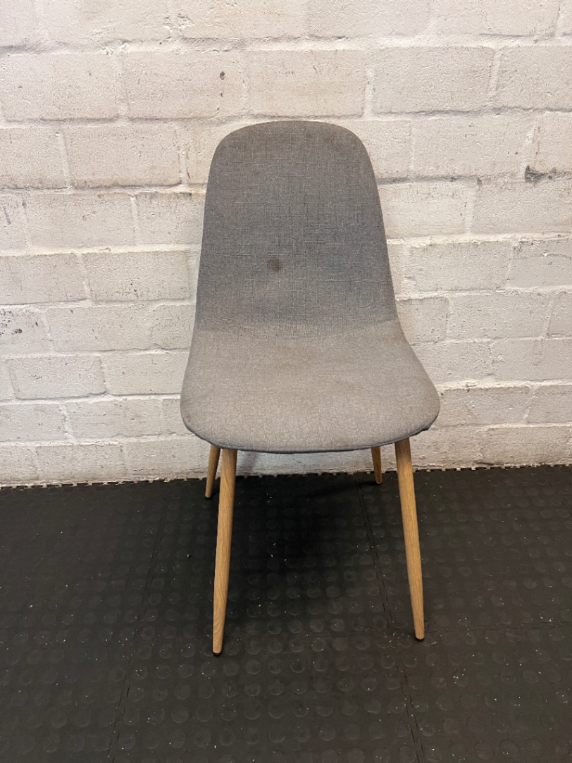 Set of 2 Grey Upholstered Dining Chairs - Needs Deep Cleaning - 2ndhandwarehouse.com