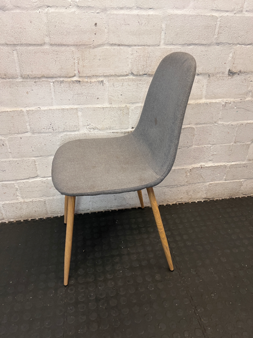 Set of 2 Grey Upholstered Dining Chairs - Needs Deep Cleaning - 2ndhandwarehouse.com