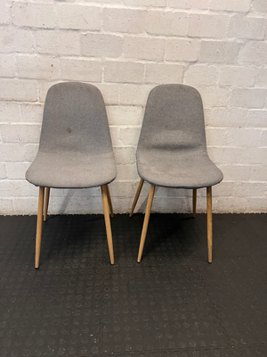 Set of 2 Grey Upholstered Dining Chairs - Needs Deep Cleaning - 2ndhandwarehouse.com