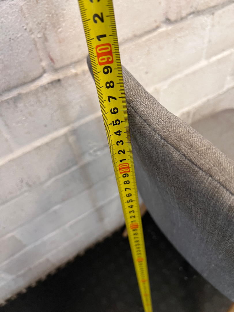 Set of 2 Grey Upholstered Dining Chairs - Needs Deep Cleaning - 2ndhandwarehouse.com