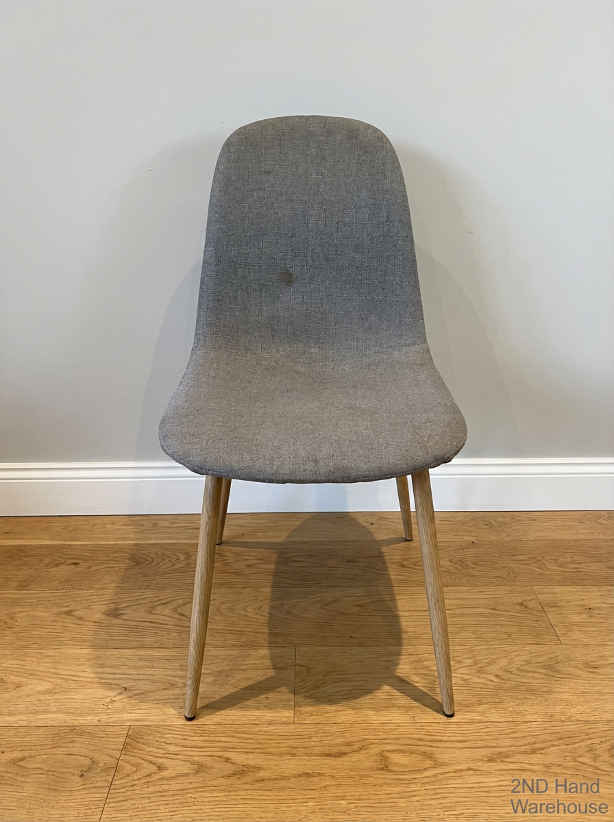 Set of 2 Grey Upholstered Dining Chairs - Needs Deep Cleaning - 2ndhandwarehouse.com