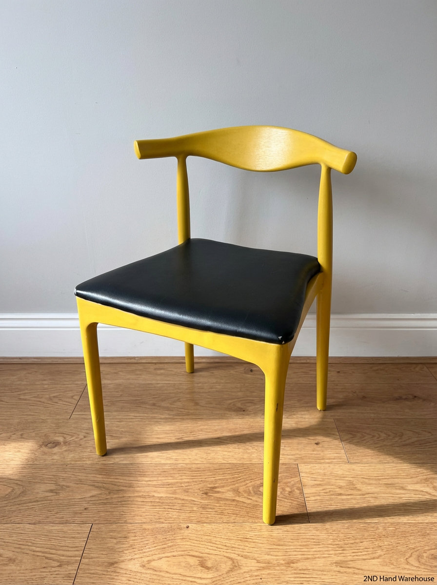 Set of 2 Modern Yellow Dining Chairs - Minor Wear on Seat Corner - 2ndhandwarehouse.com
