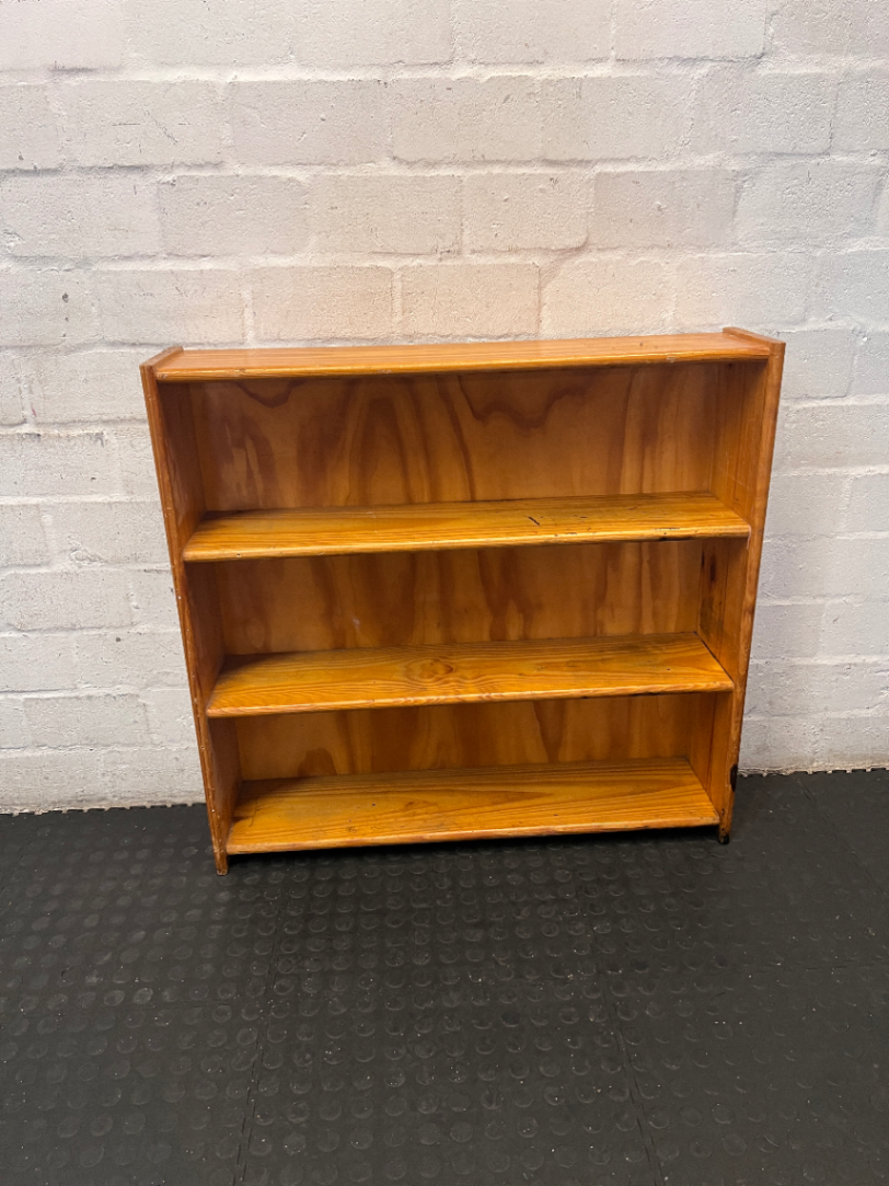 Natural Wood 3-Tier Bookshelf - Heavy Surface Wear & Marks - 2ndhandwarehouse.com