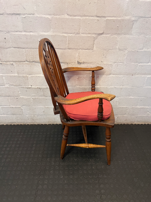Pair of Spindle Back Dining Chairs with Arms - Worn Wood Finish - 2ndhandwarehouse.com