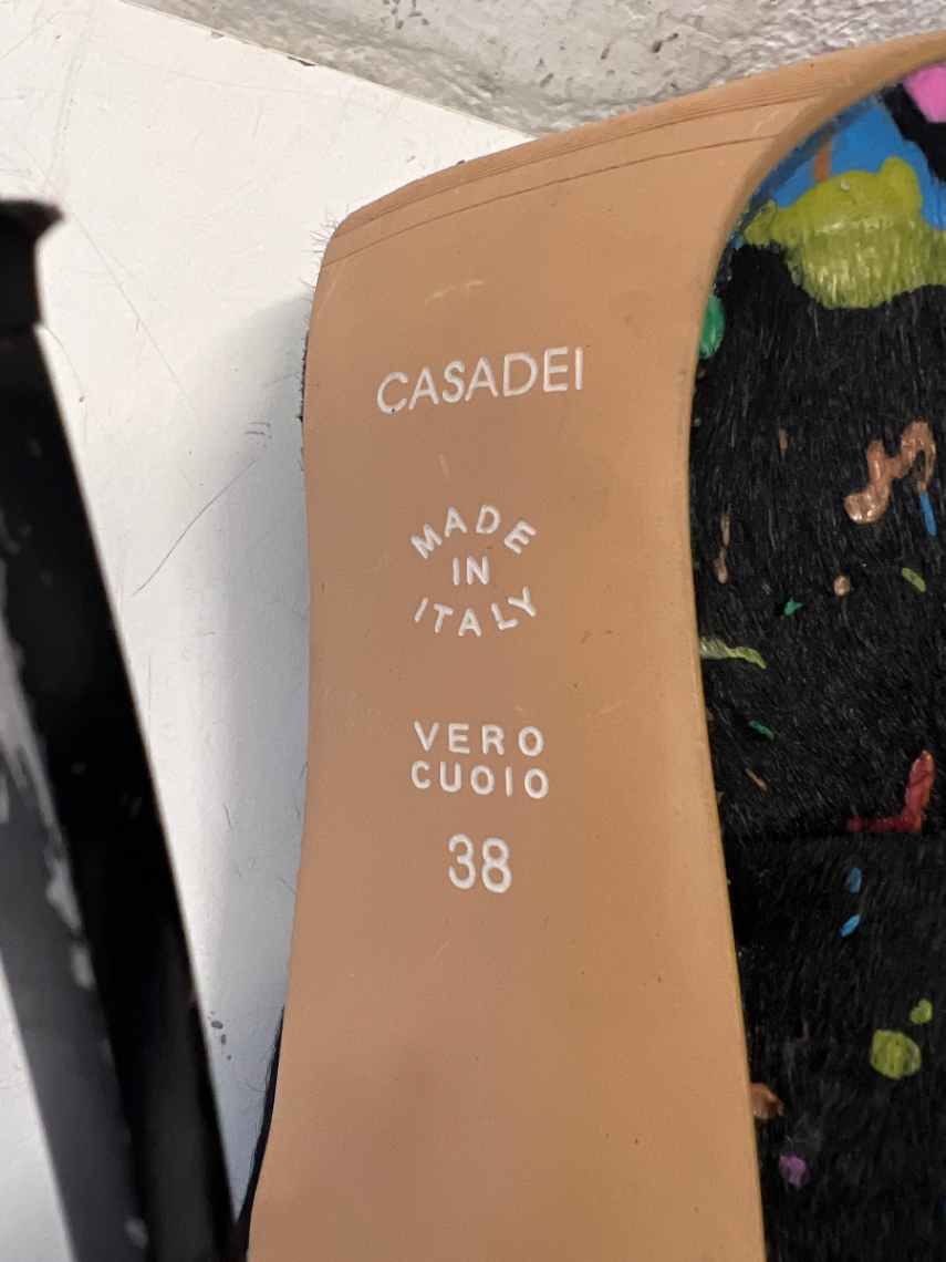 Casadei Multi-Coloured Paint Splatter Pumps - Size 38 - 2ndhandwarehouse.com