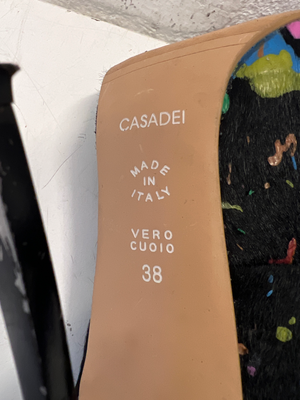 Casadei Multi-Coloured Paint Splatter Pumps - Size 38 - 2ndhandwarehouse.com