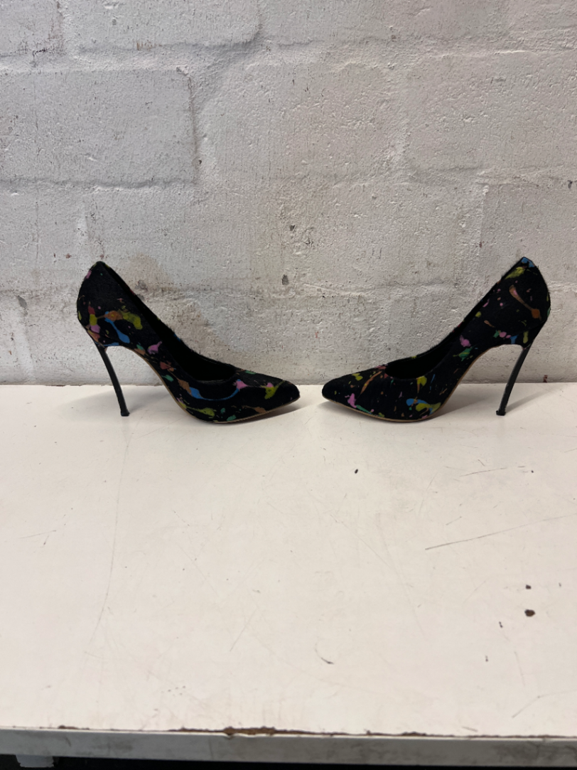 Casadei Multi-Coloured Paint Splatter Pumps - Size 38 - 2ndhandwarehouse.com