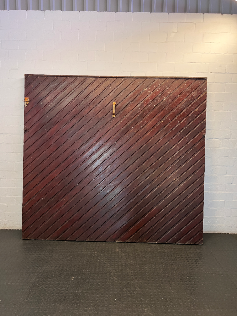 Large Slatted Timber Garage Door - Diagonal Pattern - 2ndhandwarehouse.com