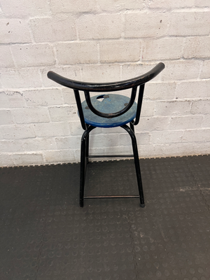 Vintage Metal Bar Chair - Blue Seat (As-Is/Damaged Seat) - 2ndhandwarehouse.com
