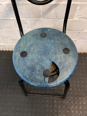 Vintage Metal Bar Chair - Blue Seat (As-Is/Damaged Seat) - 2ndhandwarehouse.com