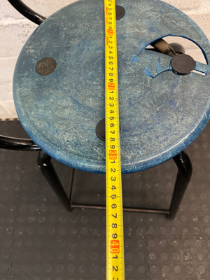 Vintage Metal Bar Chair - Blue Seat (As-Is/Damaged Seat) - 2ndhandwarehouse.com