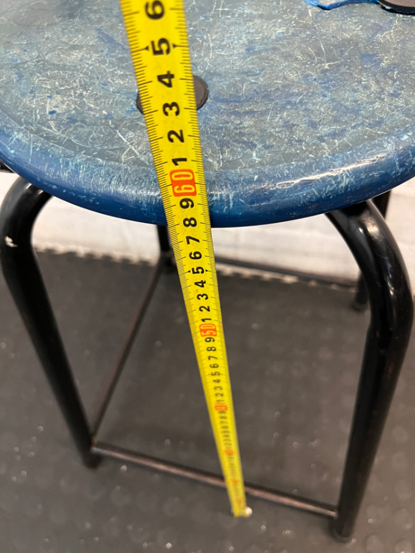 Vintage Metal Bar Chair - Blue Seat (As-Is/Damaged Seat) - 2ndhandwarehouse.com