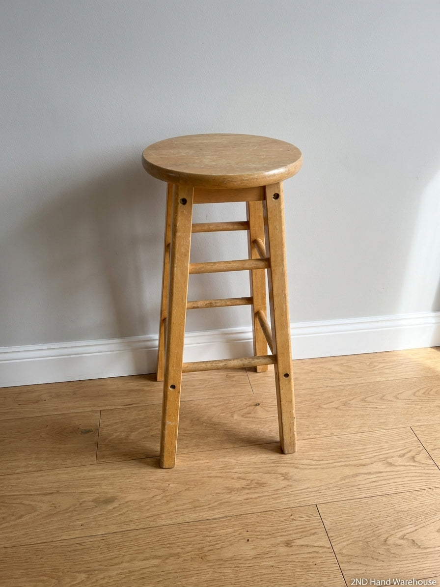 Set of 3 Classic Wooden Bar Stools - Light Wood Finish - 2ndhandwarehouse.com