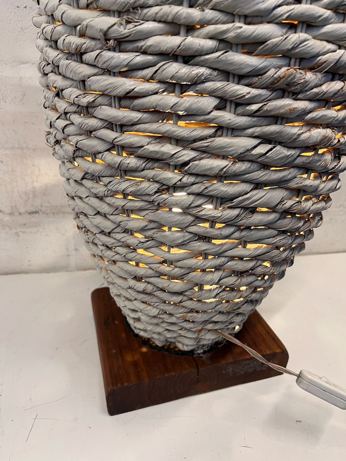 Bohemian Woven Table Lamp with Natural Finish & Minor Wear - 2ndhandwarehouse.com