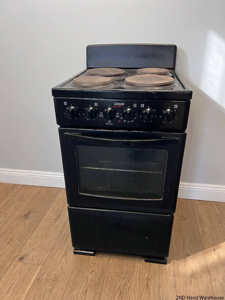 Black Univa 4-Plate Stove and Oven - Good Condition - 2ndhandwarehouse.com