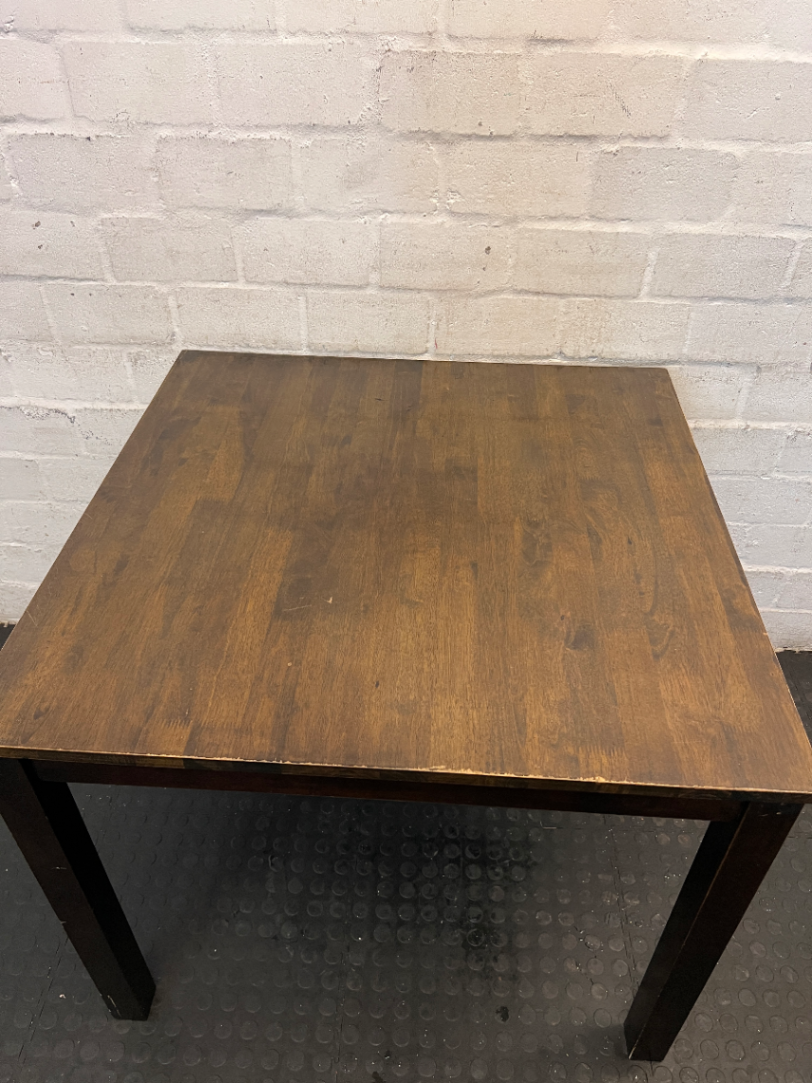 Brown Dining Table & 4 Chairs - Scraped Top & Chair Leg Needs Attention - 2ndhandwarehouse.com