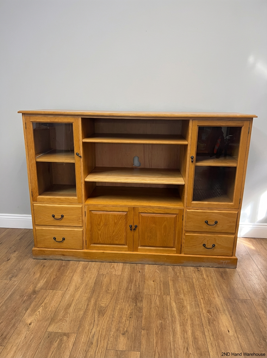 Solid Oak Dining Room Dresser - Minor Edge Wear - 2ndhandwarehouse.com