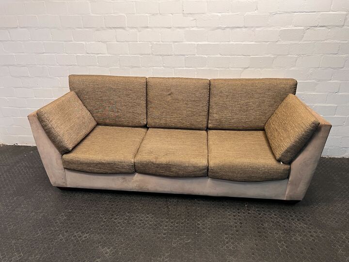Beige Three Seater Designer Couch (Minor Fabric Wear) - 2ndhandwarehouse.com