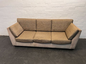 Beige Three Seater Designer Couch (Minor Fabric Wear) - 2ndhandwarehouse.com