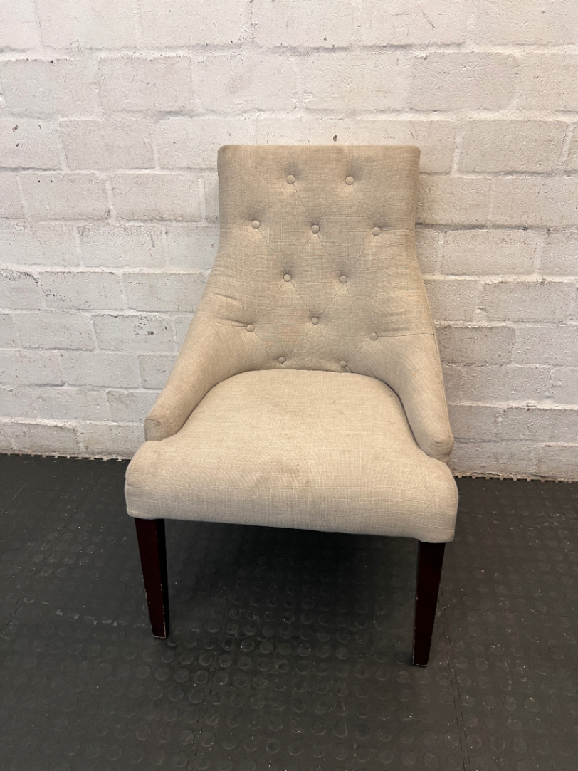 Elegant Grey Button-Back Accent Chair - Minor Scuffing on Legs - 2ndhandwarehouse.com