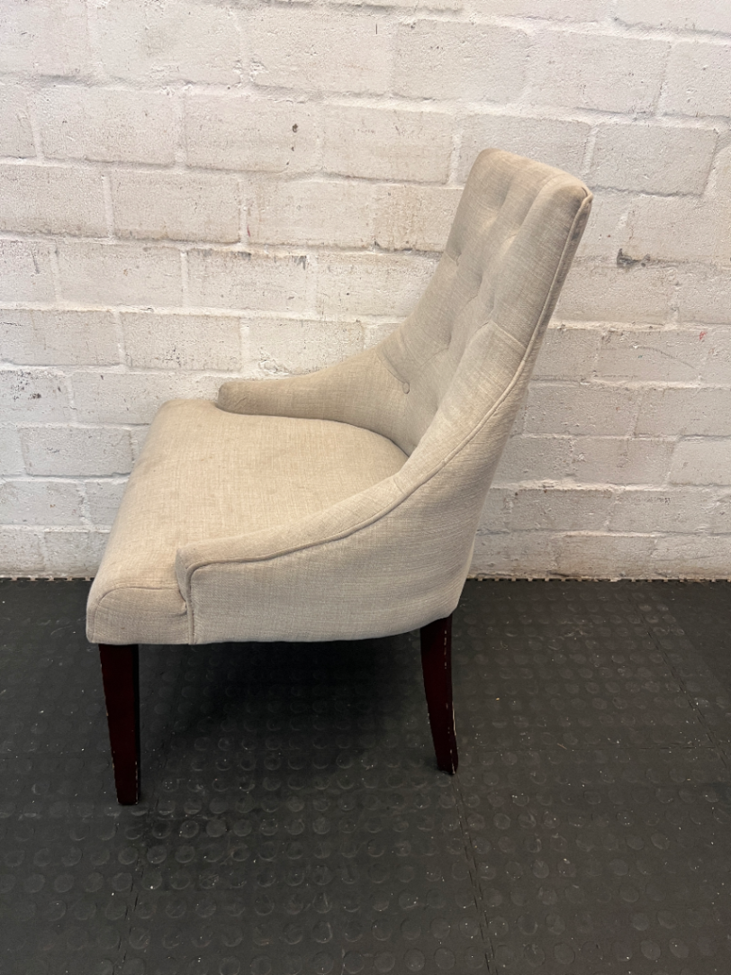 Elegant Grey Button-Back Accent Chair - Minor Scuffing on Legs - 2ndhandwarehouse.com