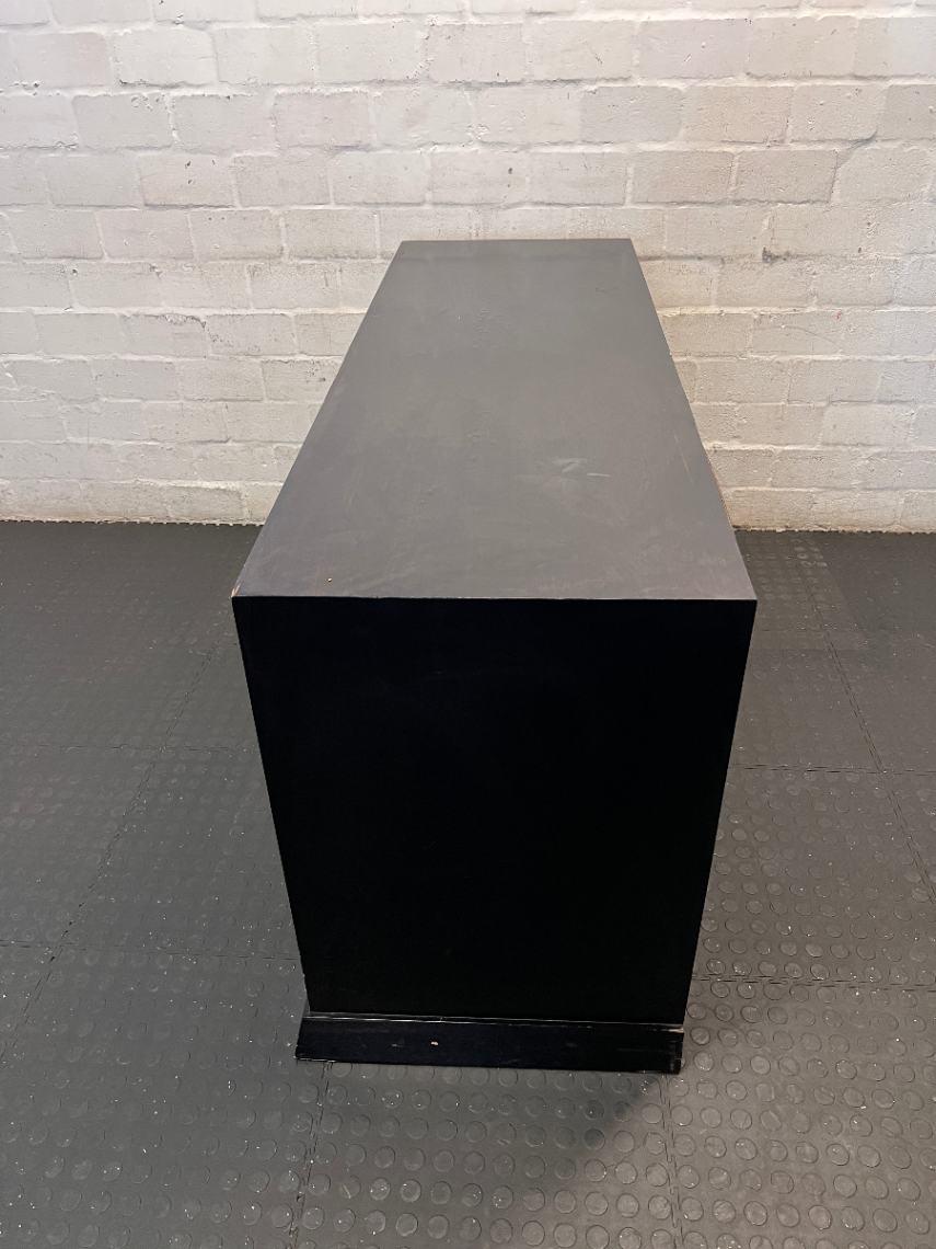 Dark Brown Wooden TV Cabinet with Storage - Fair Condition - 2ndhandwarehouse.com