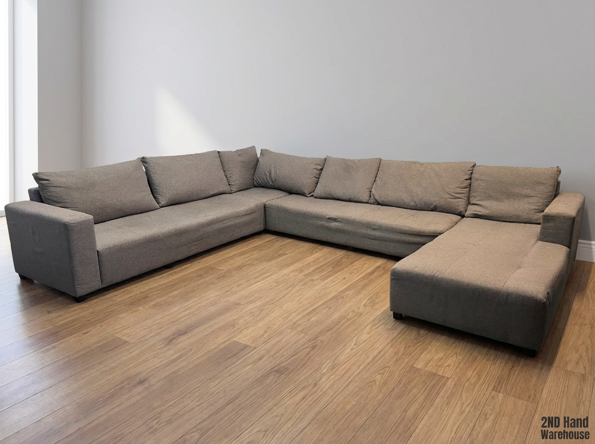Grey Fabric U-Shaped Modular Lounge Set - 2ndhandwarehouse.com