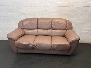 Padded Mauve-Brown 3 Seater Leather Couch - 2ndhandwarehouse.com