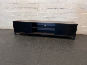 Decofurn Dark Brown Wooden Low-Profile TV Unit - 2ndhandwarehouse.com