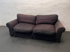 Classic 3 Seater Couch with Rolled Arms in Charcoal Black - 2ndhandwarehouse.com