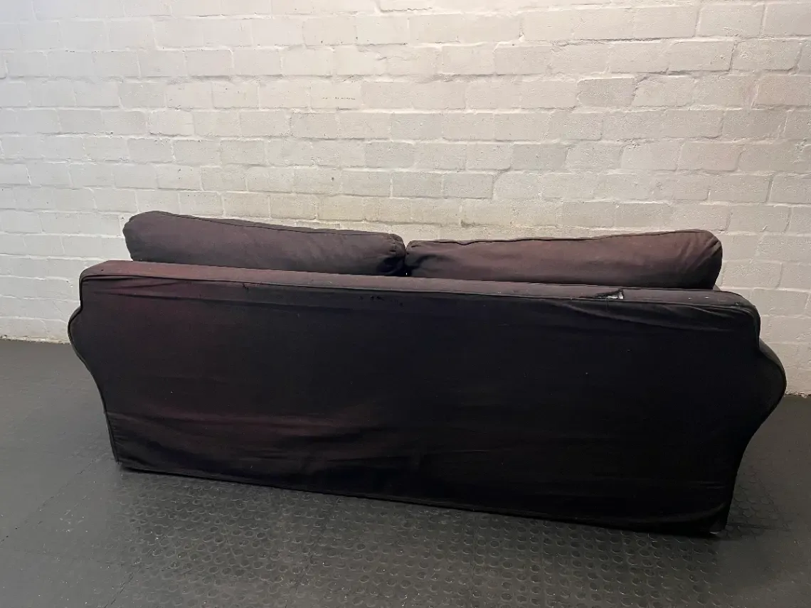 Classic 3 Seater Couch with Rolled Arms in Charcoal Black - 2ndhandwarehouse.com