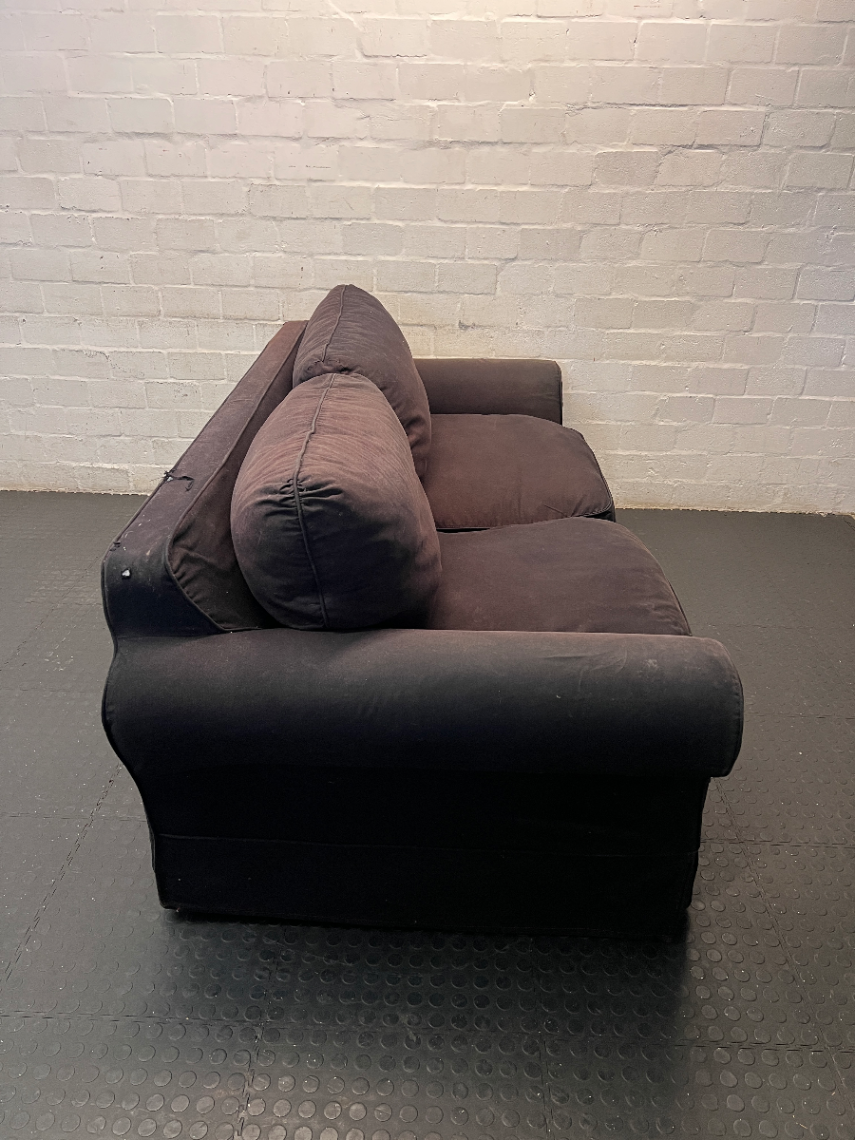 Classic 3 Seater Couch with Rolled Arms in Charcoal Black - 2ndhandwarehouse.com