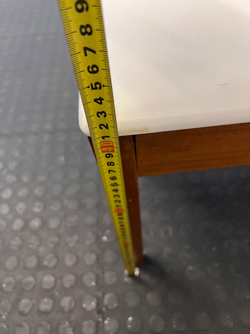 Vintage-Style Wooden Stool with Padded Cream Seat - 2ndhandwarehouse.com