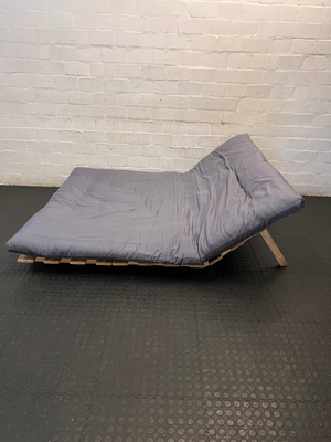 Pine Futon with Grey Cushion - Damage to Frame - 2ndhandwarehouse.com