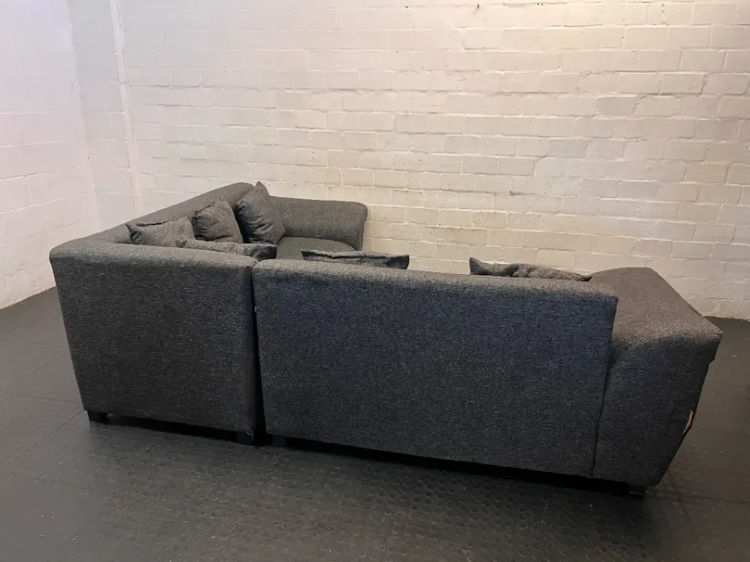 Dark Grey Fabric 2 Seater Couch with Matching Cushions - Minor Damage - 2ndhandwarehouse.com
