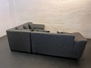 Dark Grey Fabric 2 Seater Couch with Matching Cushions - Minor Damage - 2ndhandwarehouse.com
