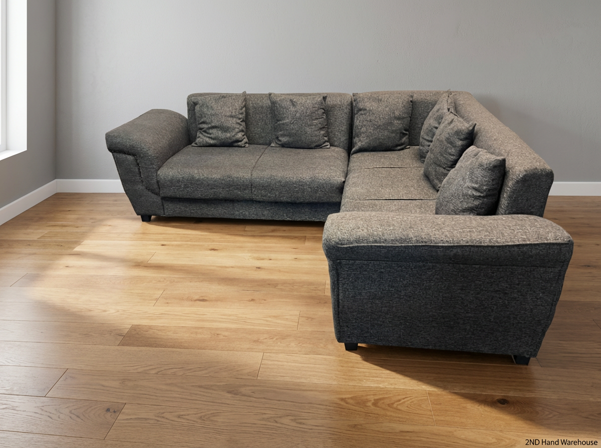 Dark Grey Fabric 2 Seater Couch with Matching Cushions - Minor Damage - 2ndhandwarehouse.com