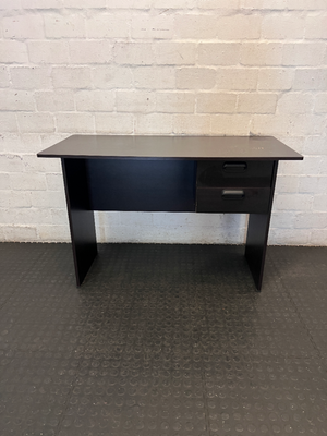 Modern Dark Wood-Look Office Desk with Two Drawers - 2ndhandwarehouse.com