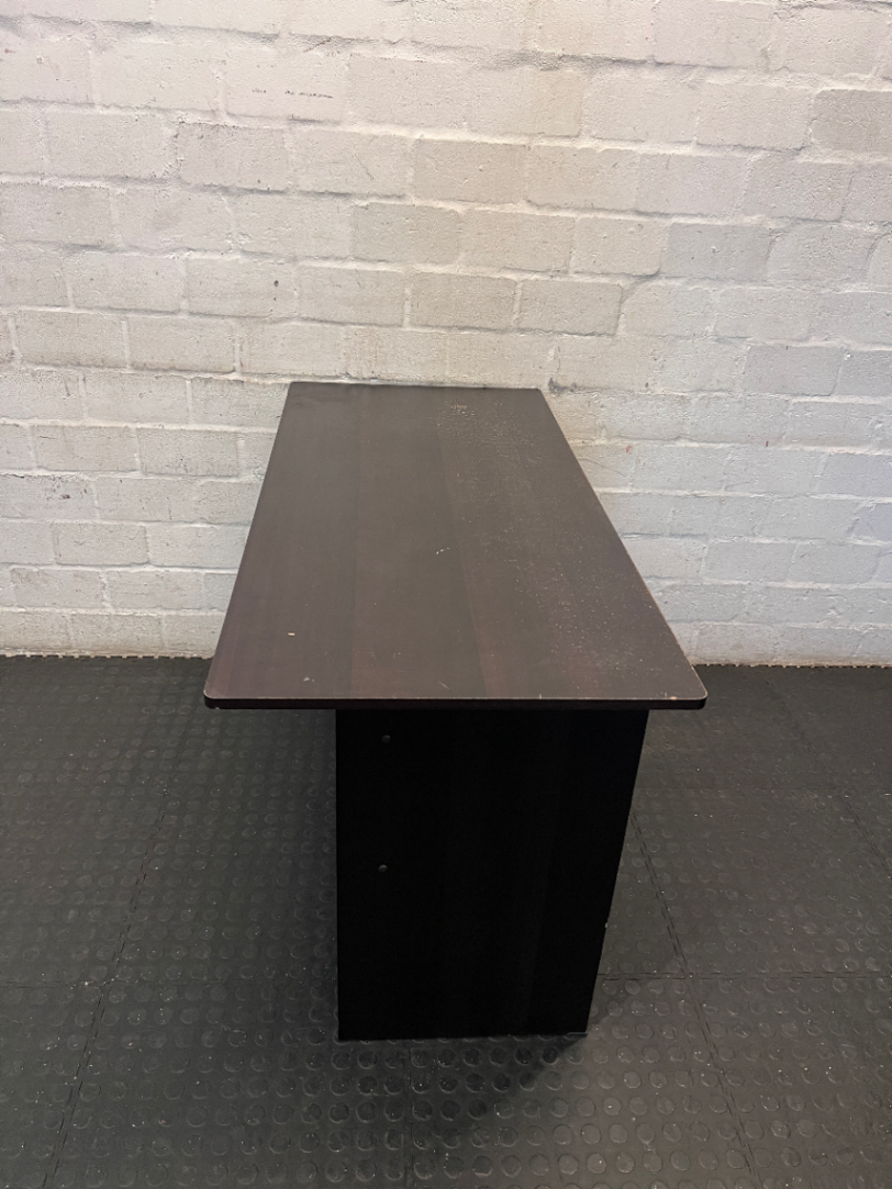 Modern Dark Wood-Look Office Desk with Two Drawers - 2ndhandwarehouse.com