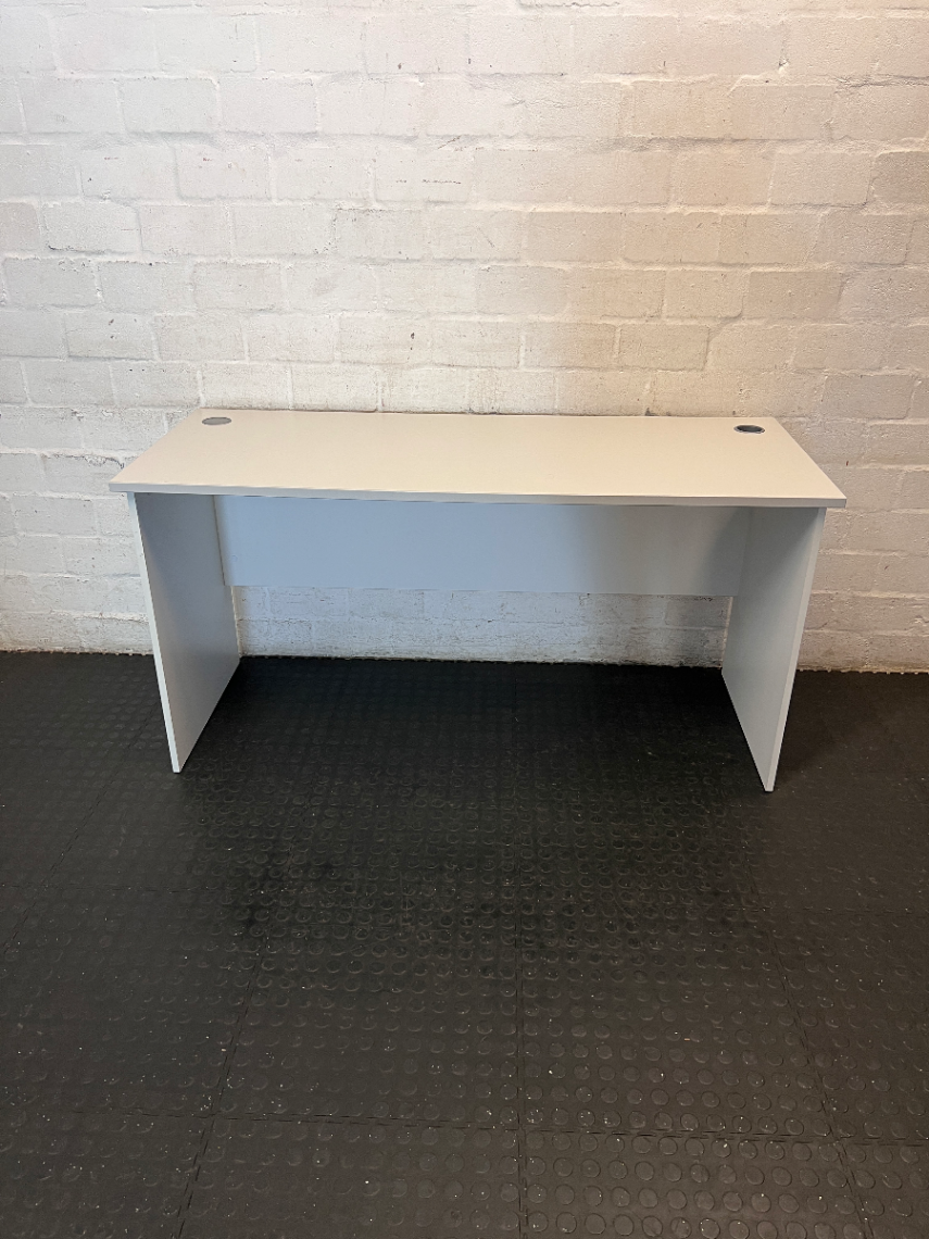 White Rectangular Office Desk with Cable Grommets - 2ndhandwarehouse.com