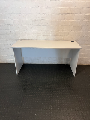 White Rectangular Office Desk with Cable Grommets - 2ndhandwarehouse.com