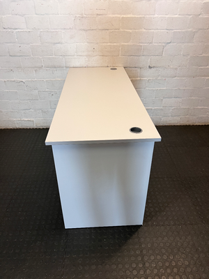 White Rectangular Office Desk with Cable Grommets - 2ndhandwarehouse.com