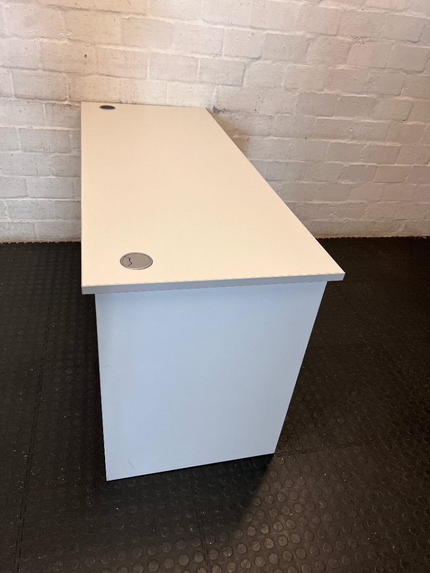 White Rectangular Office Desk with Cable Grommets - 2ndhandwarehouse.com