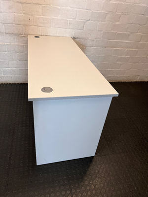 White Rectangular Office Desk with Cable Grommets - 2ndhandwarehouse.com