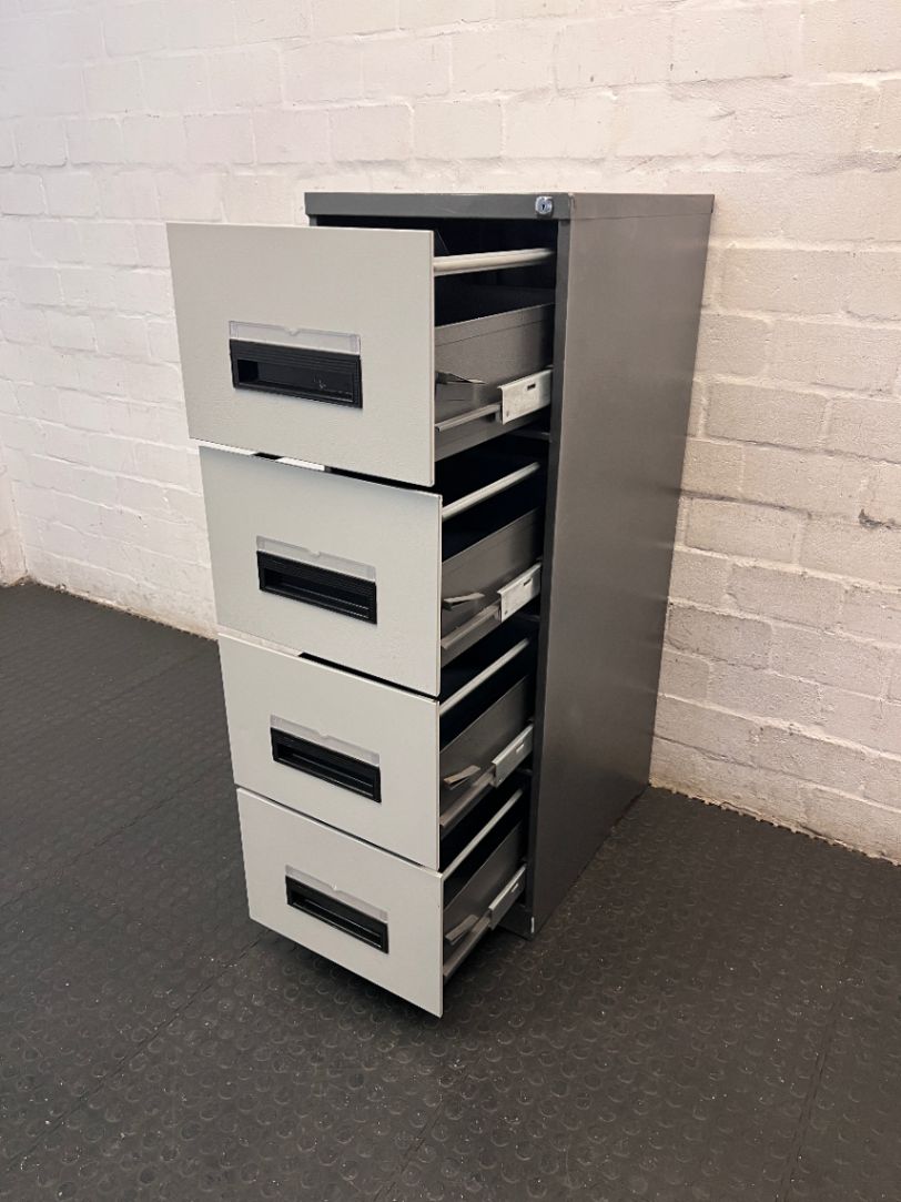 Industrial 4-Drawer Metal Filing Cabinet in Two-Tone Grey - 2ndhandwarehouse.com