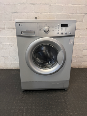 LG 7kg Front Loader Washing Machine in Silver — Good Working Order with Minor Scratches - 2ndhandwarehouse.com